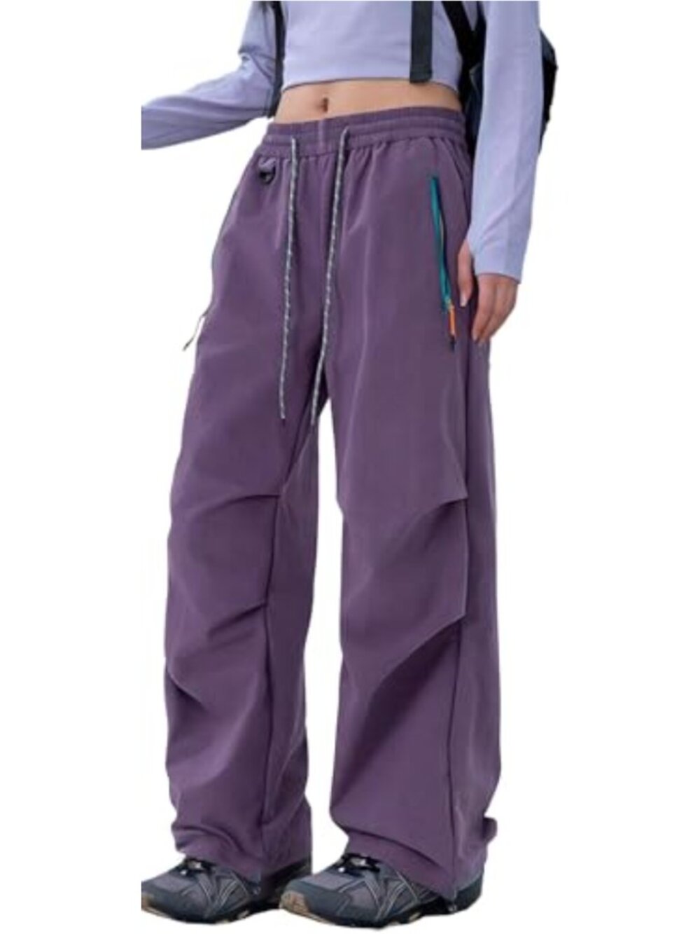 FEOYA Quick-Dry Cargo Pants Baggy Waterproof Hiking Travel Rain Pants